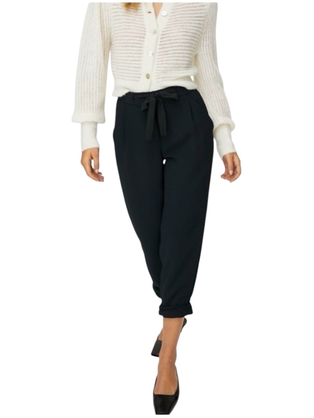 Aritzia Wilfred Black Allant Crop Tie Waist Pant (2)